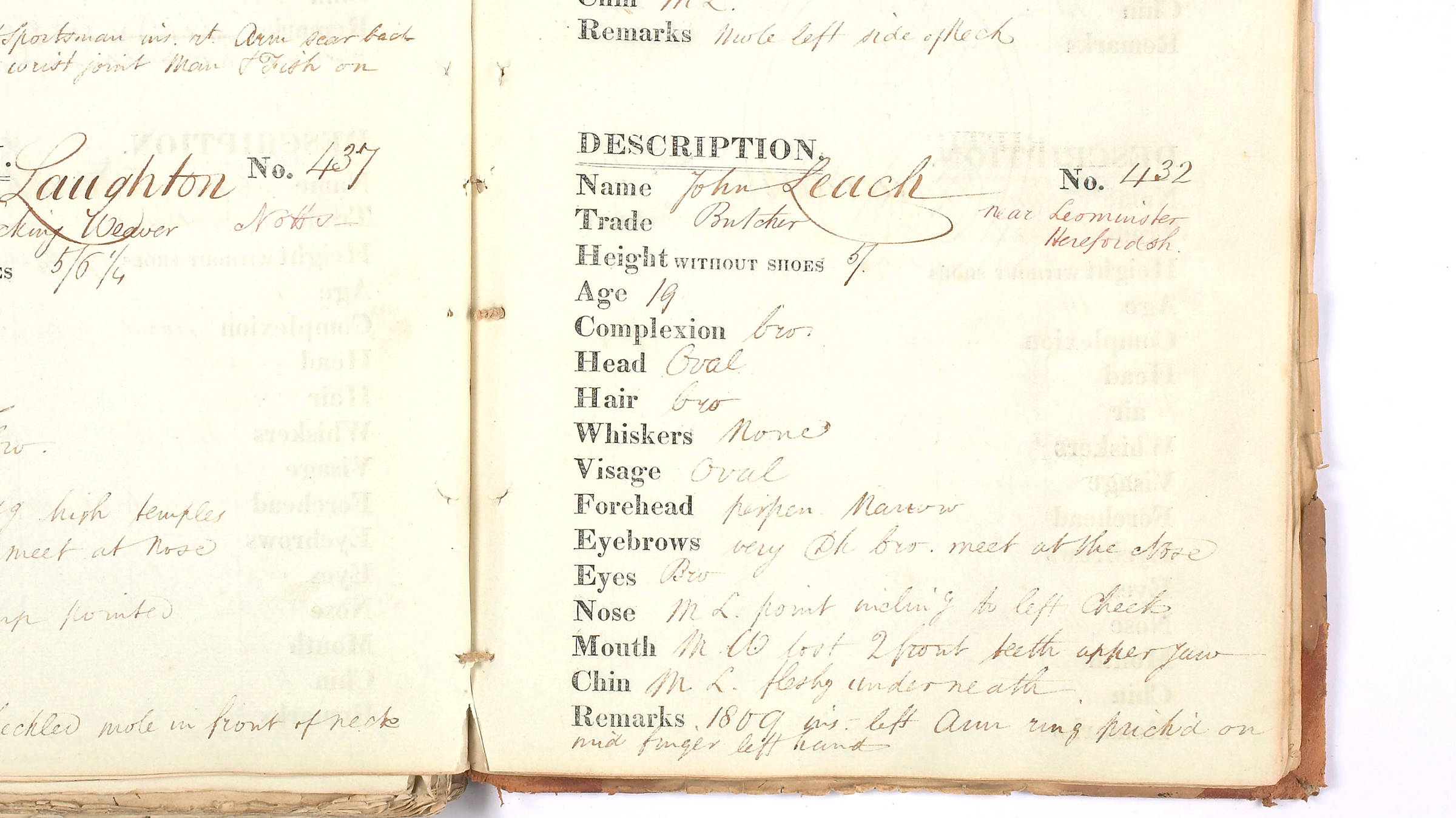 Excerpt from ledgers held as part of Brickendon Estate’s archives mentioning John Leech.