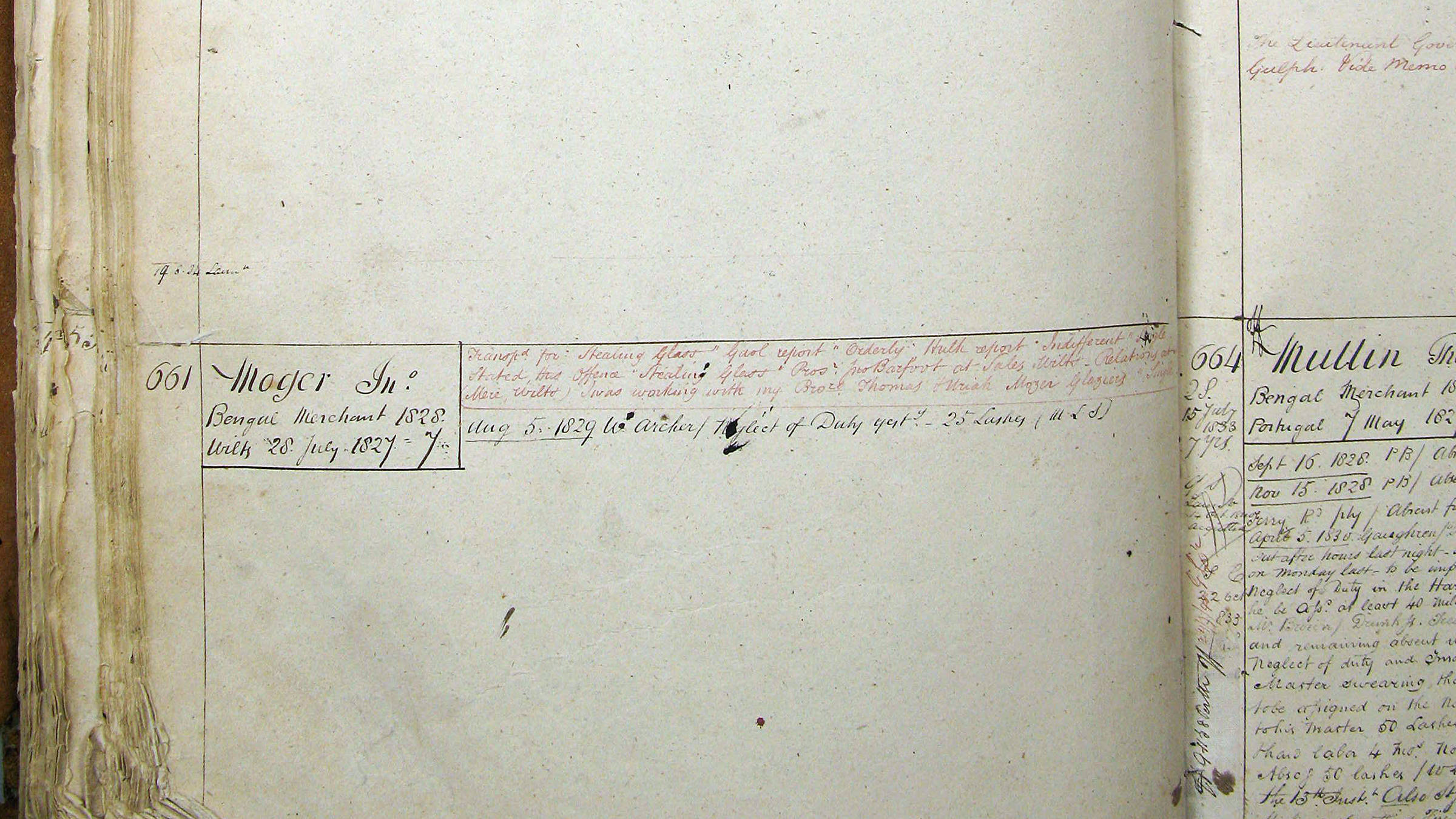 Excerpt from ledgers held as part of Brickendon Estate’s archives mentioning John Moger.