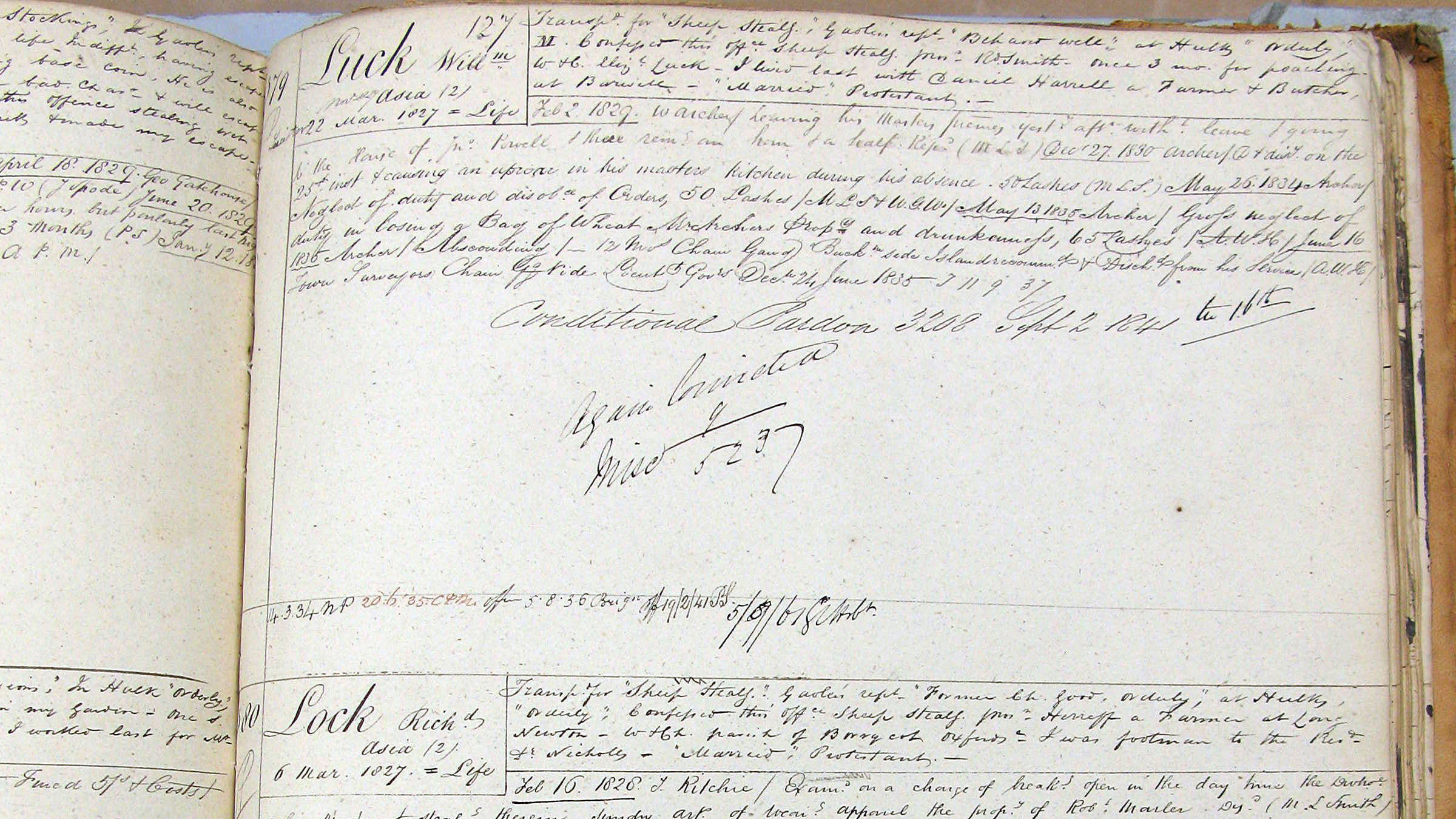 Excerpt from ledgers held as part of Brickendon Estate’s archives mentioning William Luck.