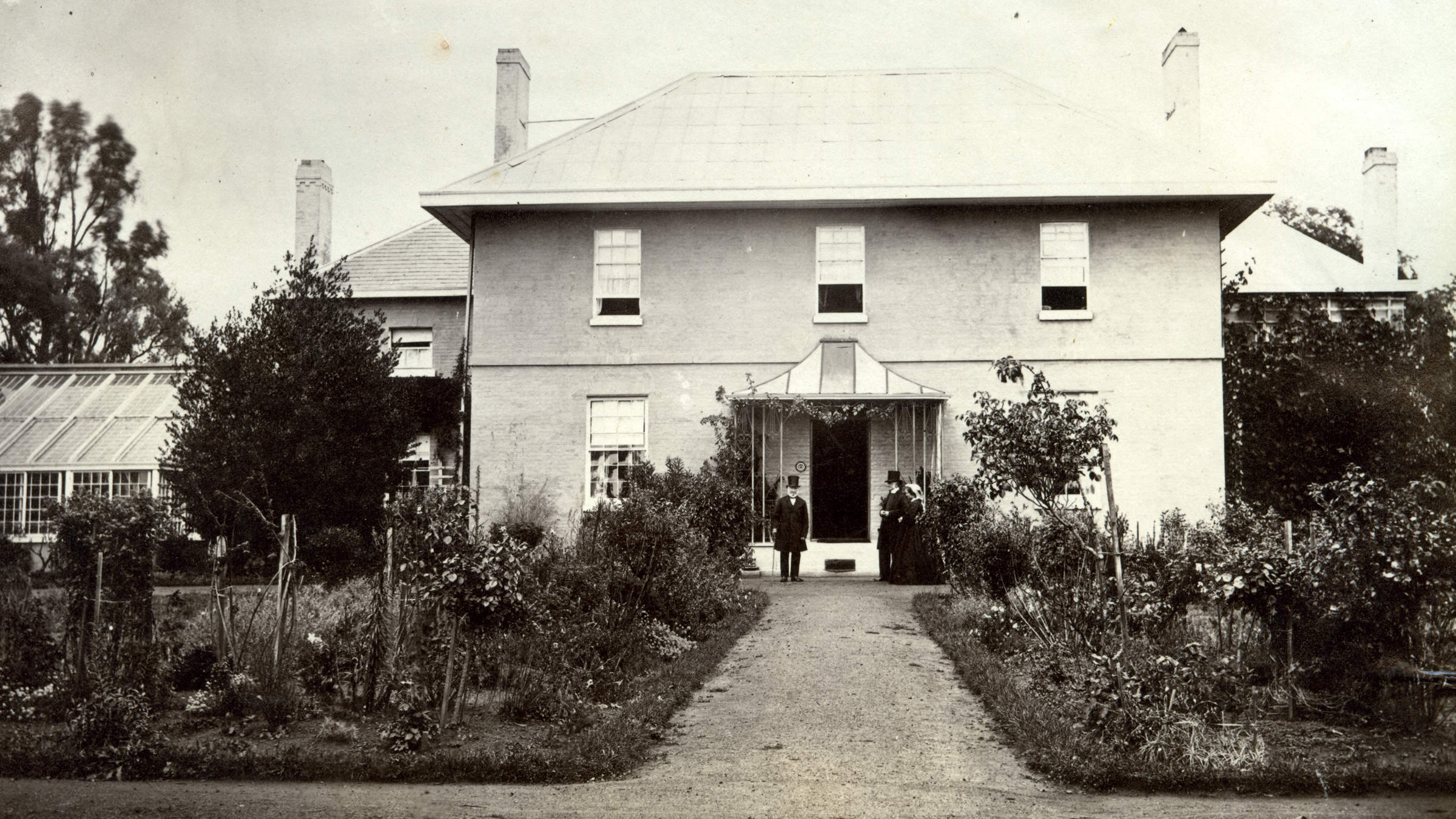 William Archer outside the Brickendon original house.