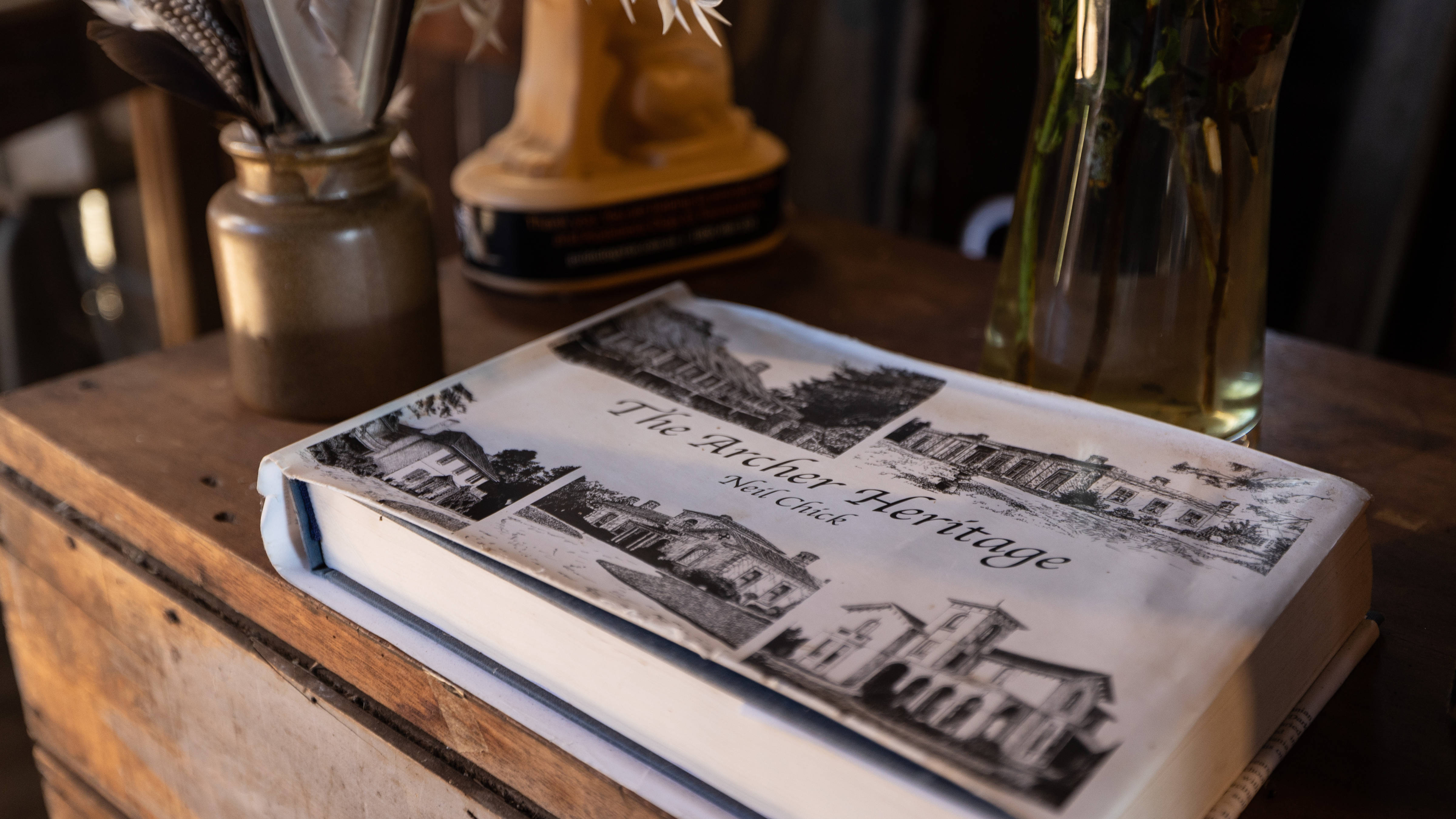 The Archer Heritage book was first published as The Archers of Van Diemen’s Land in 1991 and updated in 2018. The dust cover features the four houses of the original Archer brothers, Woolmers,Brickendon, Panshanger and Northbury. Photo: Kate von Stieglitz / Tourism Australia.